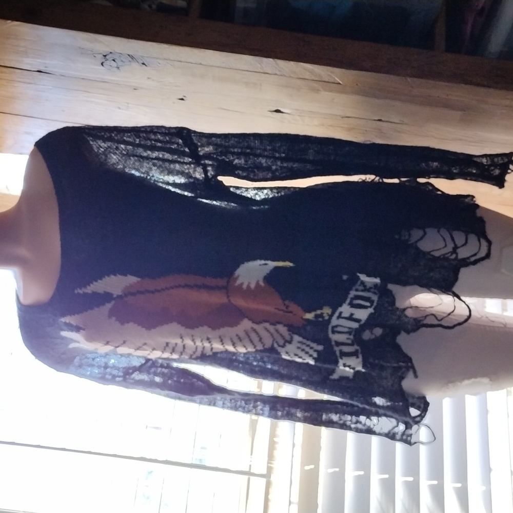 Wildfox white label star distressed seeing Lennon sweater XS